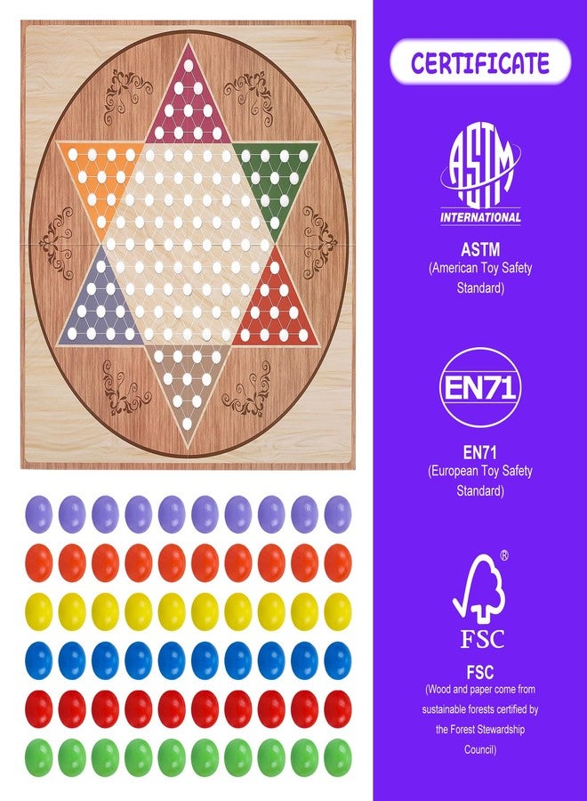 Offelec Classic Chinese Checkers Game Set - 13.5 Inch Foldable Board with 60 Colorful Acrylic Marbles, Portable Travel Board Games for Kids, Adults, Seniors & Family Night (2-6 Players) - Image 4